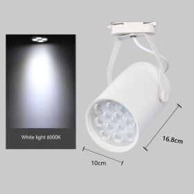 LED Track Spotlight Track Lamp 12 W18W Clothing Store Background Wall Open-mounted Slide Spotlight Super Bright (Option: Warm Yellow Light-12W White Shell)