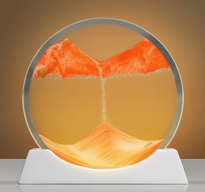 Creative New Quicksand Painting Small Night Lamp Living Room Bedroom Abstract Rotary Desktop Decoration (Color: Orange)