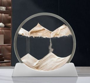 Creative New Quicksand Painting Small Night Lamp Living Room Bedroom Abstract Rotary Desktop Decoration (Color: Brown)