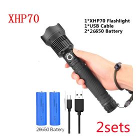 USB Charging Zoom P50 Flashlight (Option: 2PC XHP70 USB 2pcs26650)