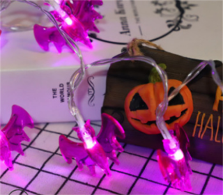 Halloween Battery Remote Control USB LED String Lights (Option: Purple bat-1.5meters 10lights white)