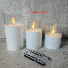 Electroplated Glass LED Electronic Candle Lights Wholesale Rechargeable (Option: Transparen rechargeable remote)